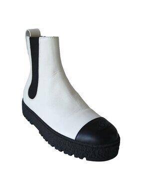 Chanel Rain Boots Ankle Boots White Black